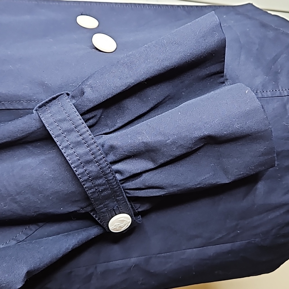 Talbots Navy Short Trench Coat Size M - Picture 5 of 10